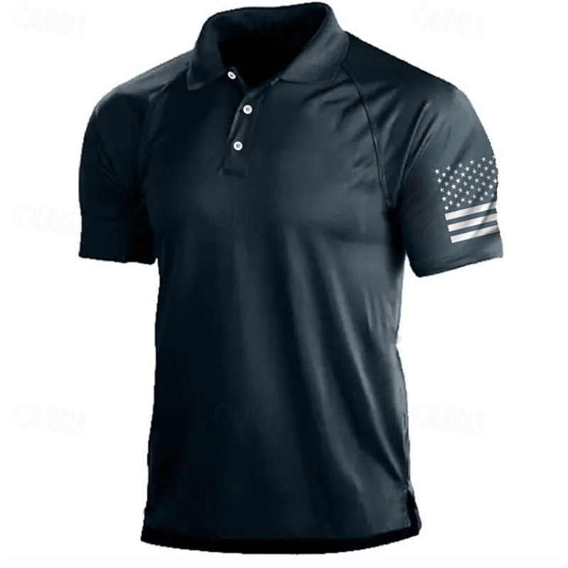 3D Print USA Flag Pattern Polo - Golf Equipment Discount ulasan dan harga