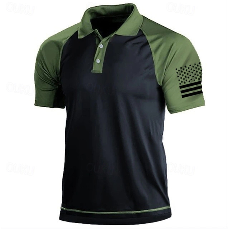 3D Print USA Flag Pattern Polo - Golf Equipment Discount ulasan dan harga