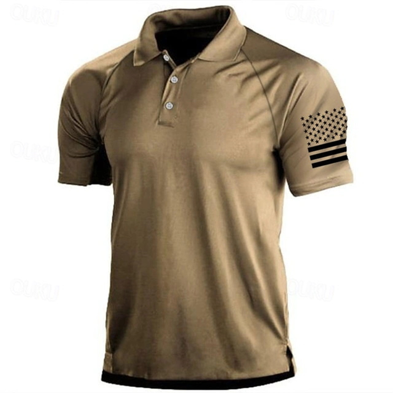 3D Print USA Flag Pattern Polo - Golf Equipment Discount ulasan dan harga