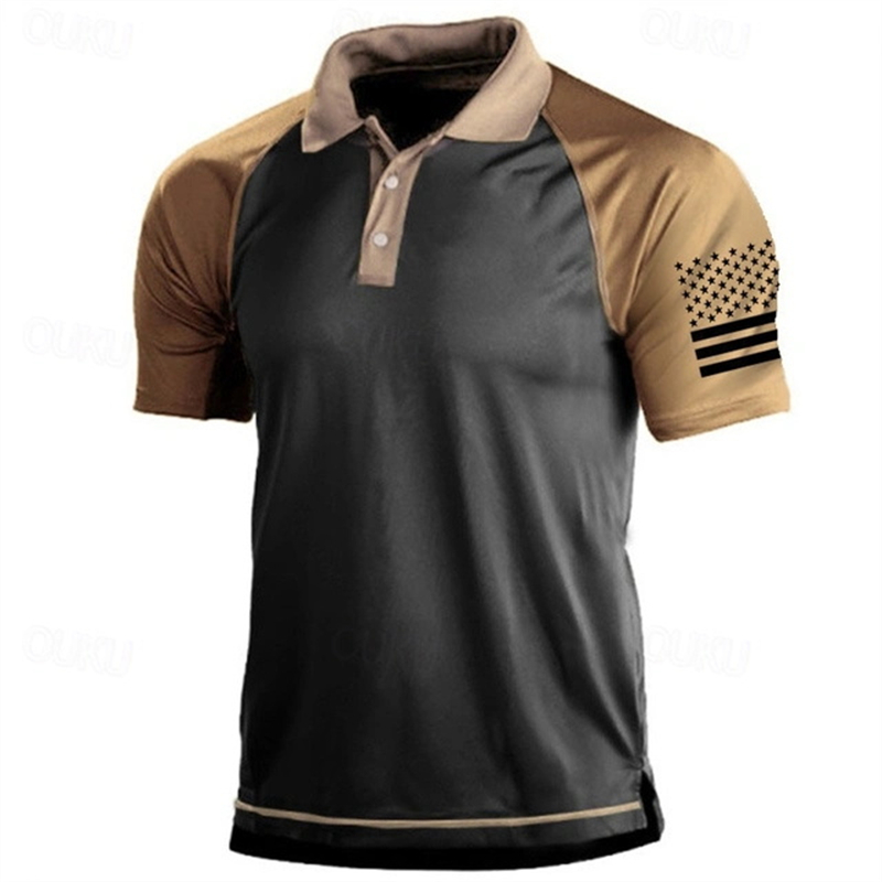 3D Print USA Flag Pattern Polo - Golf Equipment Discount ulasan dan harga